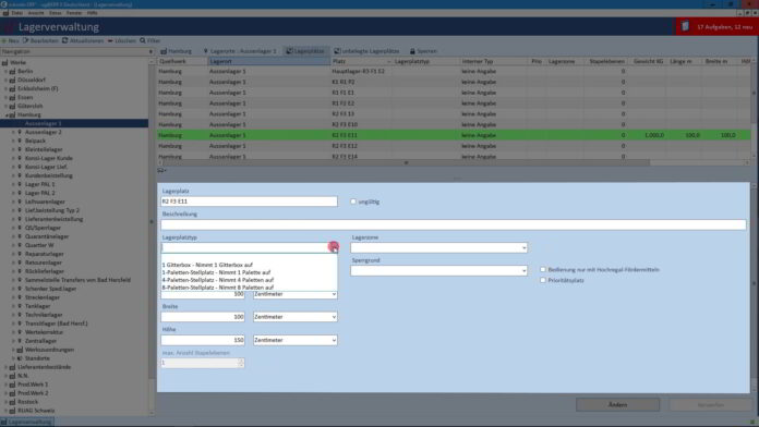 Lagerverwaltung: Lagerplatztypen und Lagerplatzzonen anlegen